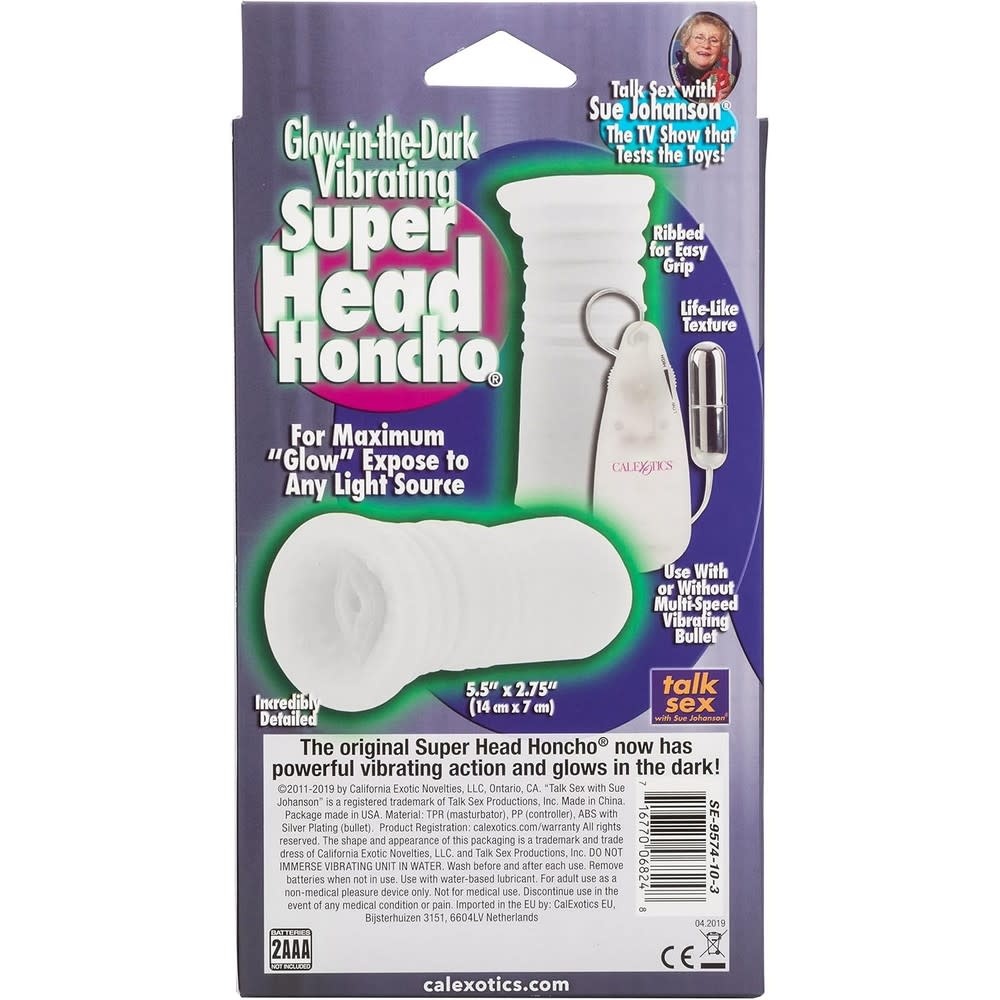 Cal Exotics Sue Johanson Vibrating Head Honcho White Glow in the Dark
