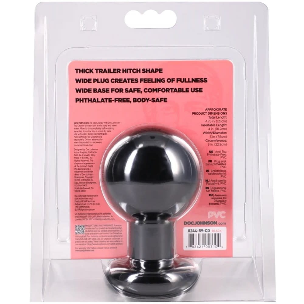 Doc Johnson Toys The Classic Round Butt Plug - Large (Black)