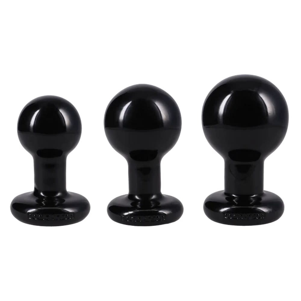 Doc Johnson Toys The Classic Round Butt Plug 3 Piece Set (Black)