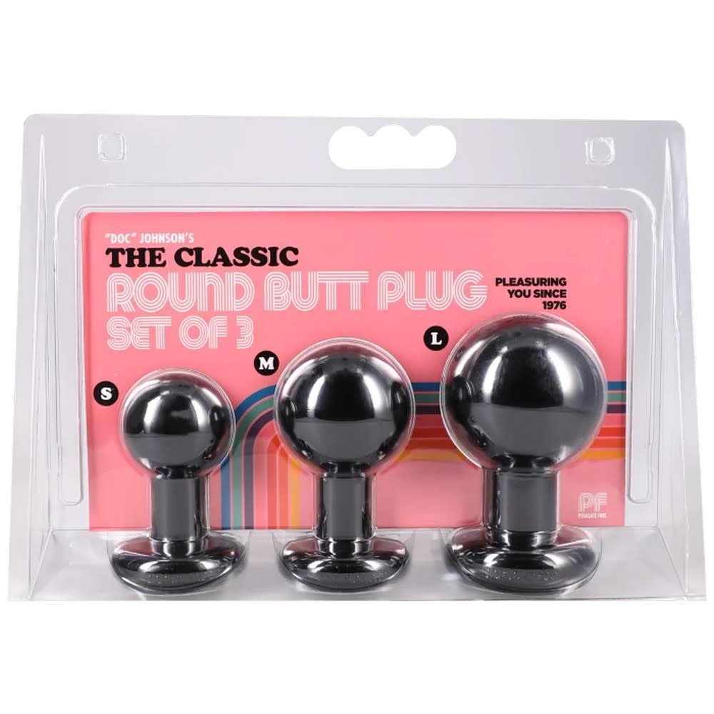 Doc Johnson Toys The Classic Round Butt Plug 3 Piece Set (Black)