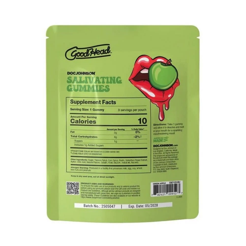 Doc Johnson Toys GoodHead Salivating Gummies (Green Apple)