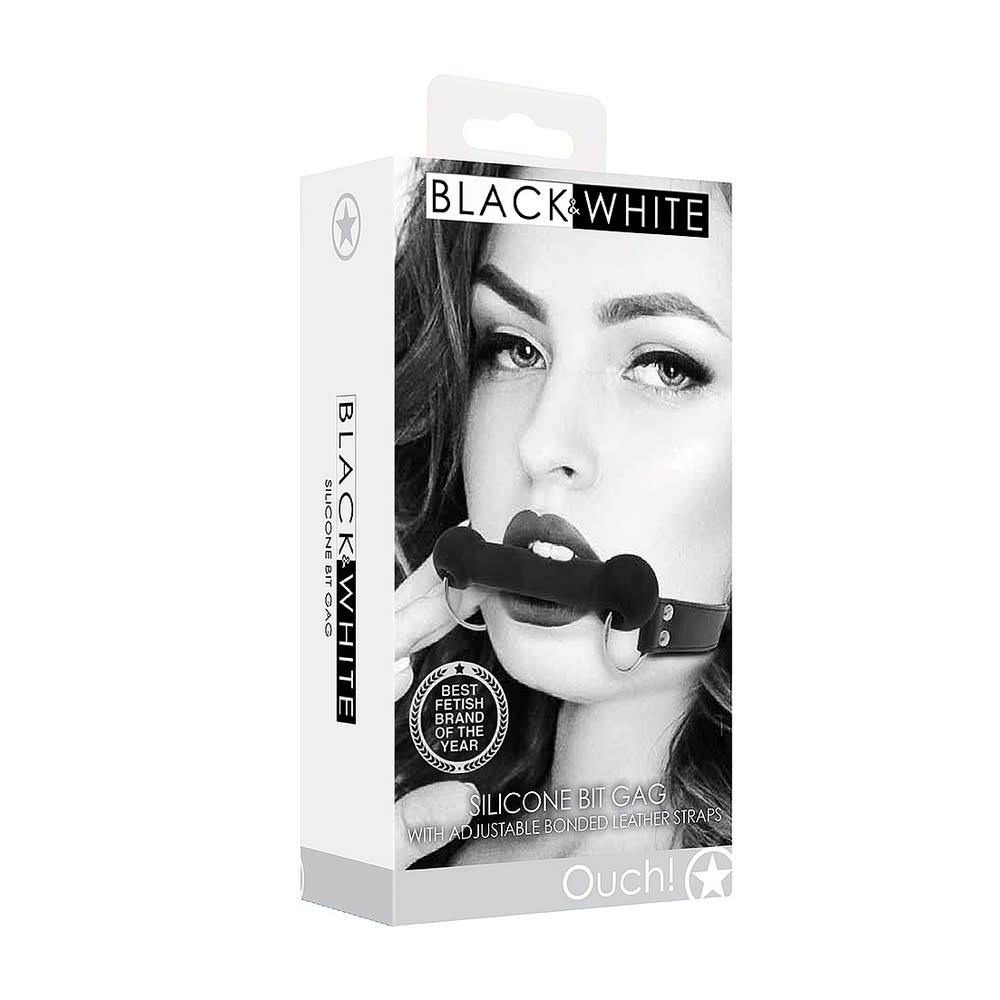 Shots America Toys Ouch! Black & White Silicone Bit Gag