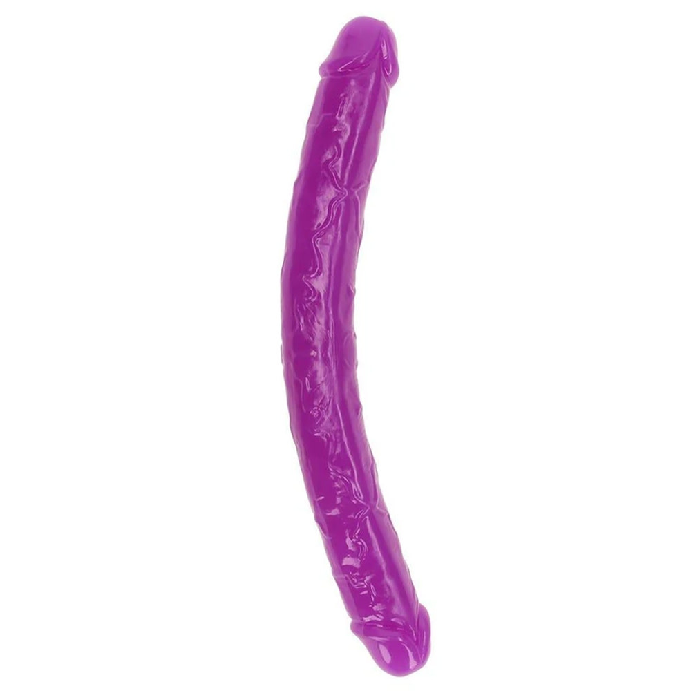Shots America Toys RealRock Glow In The Dark 15" Double Dildo (Purple)