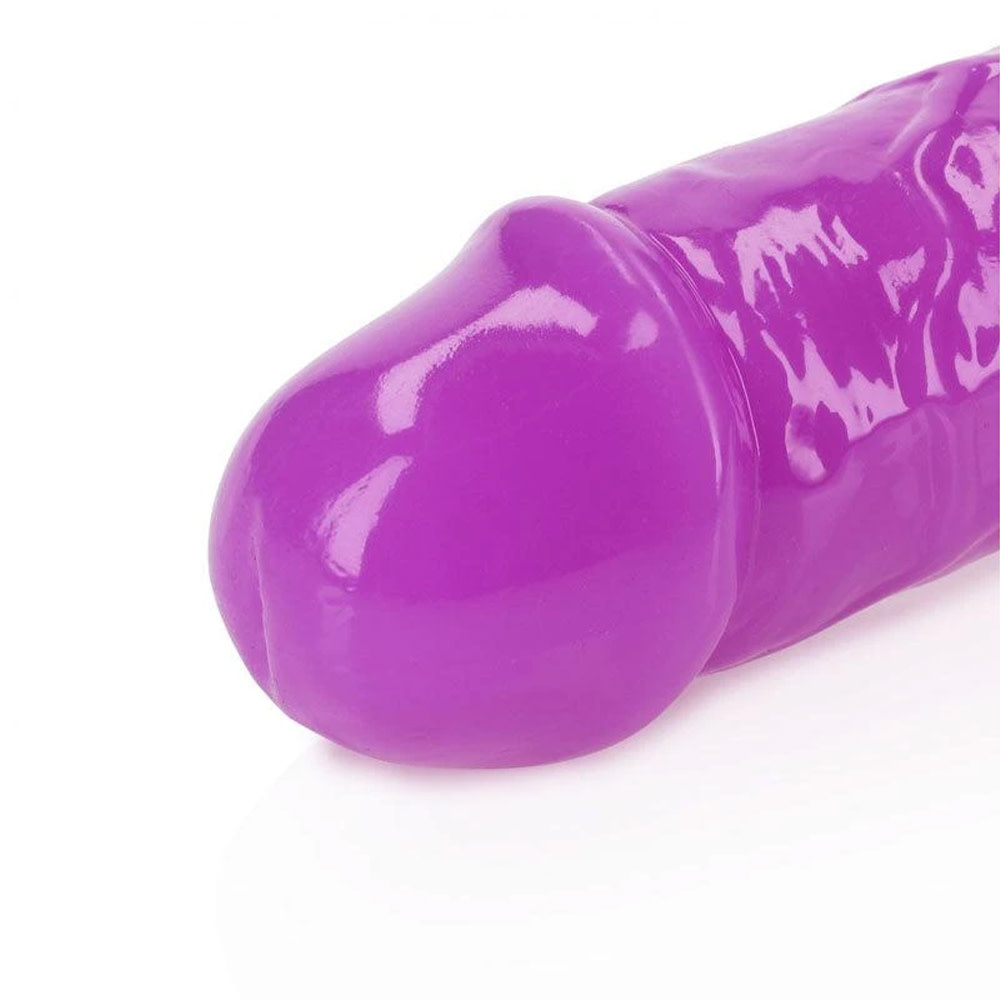 Shots America Toys RealRock Glow In The Dark 15" Double Dildo (Purple)