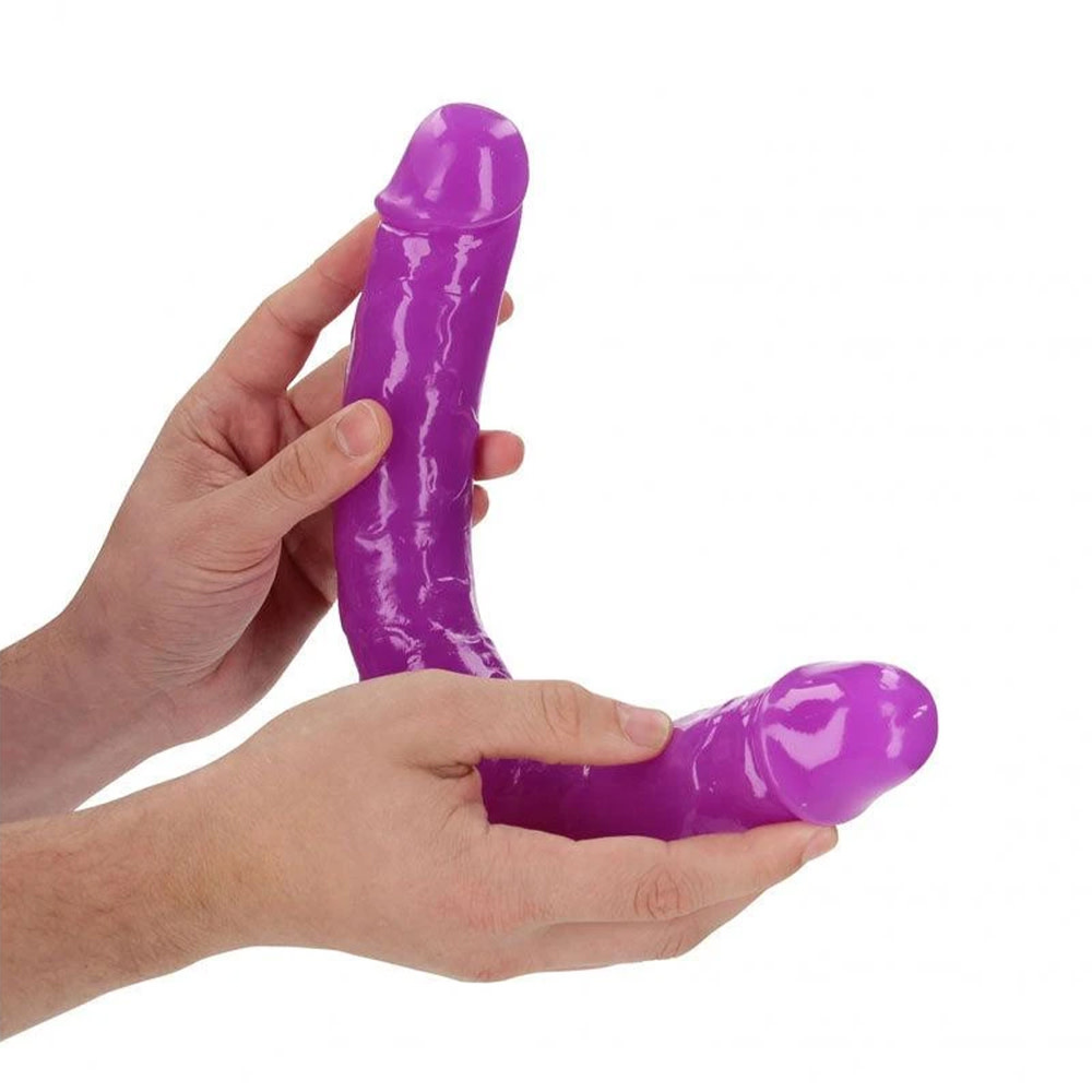 Shots America Toys RealRock Glow In The Dark 15" Double Dildo (Purple)