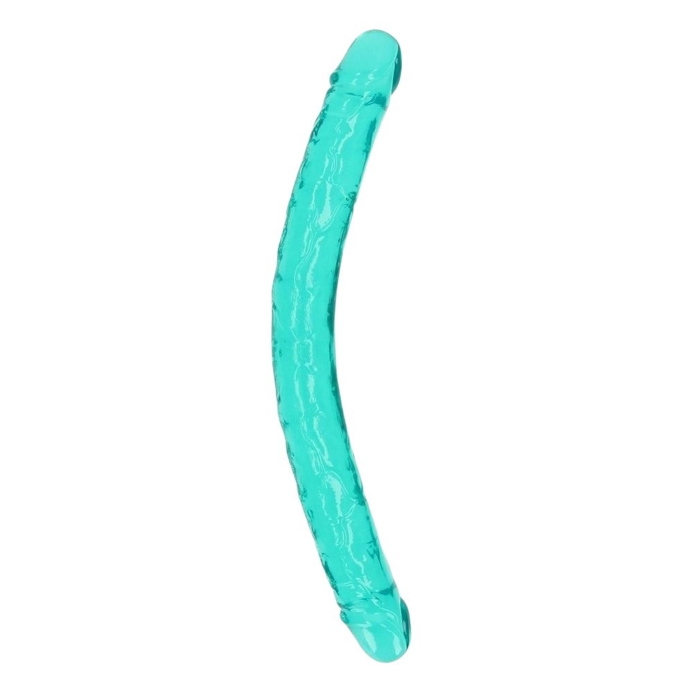 Shots America Toys RealRock Crystal Jelly 18" Double Dildo (Turquoise)
