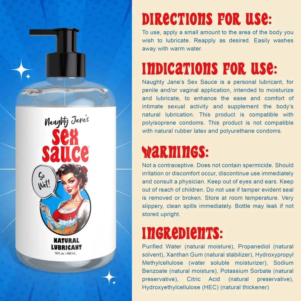 XR Brands Naughty Jane's Sex Sauce Natural Lube 16 oz (488 ml)