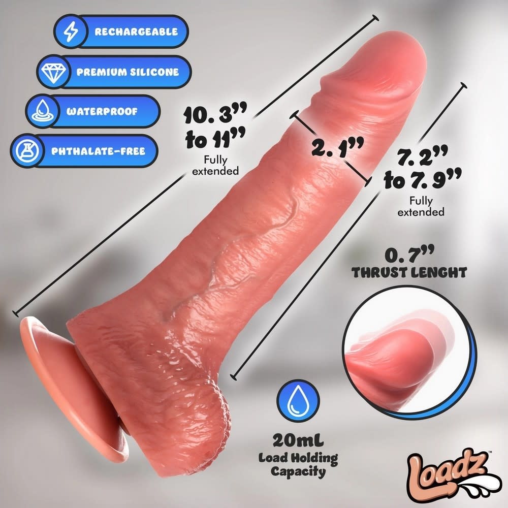 XR Brands Loadz 10″ Thrusting, Vibrating & Squirting Dildo