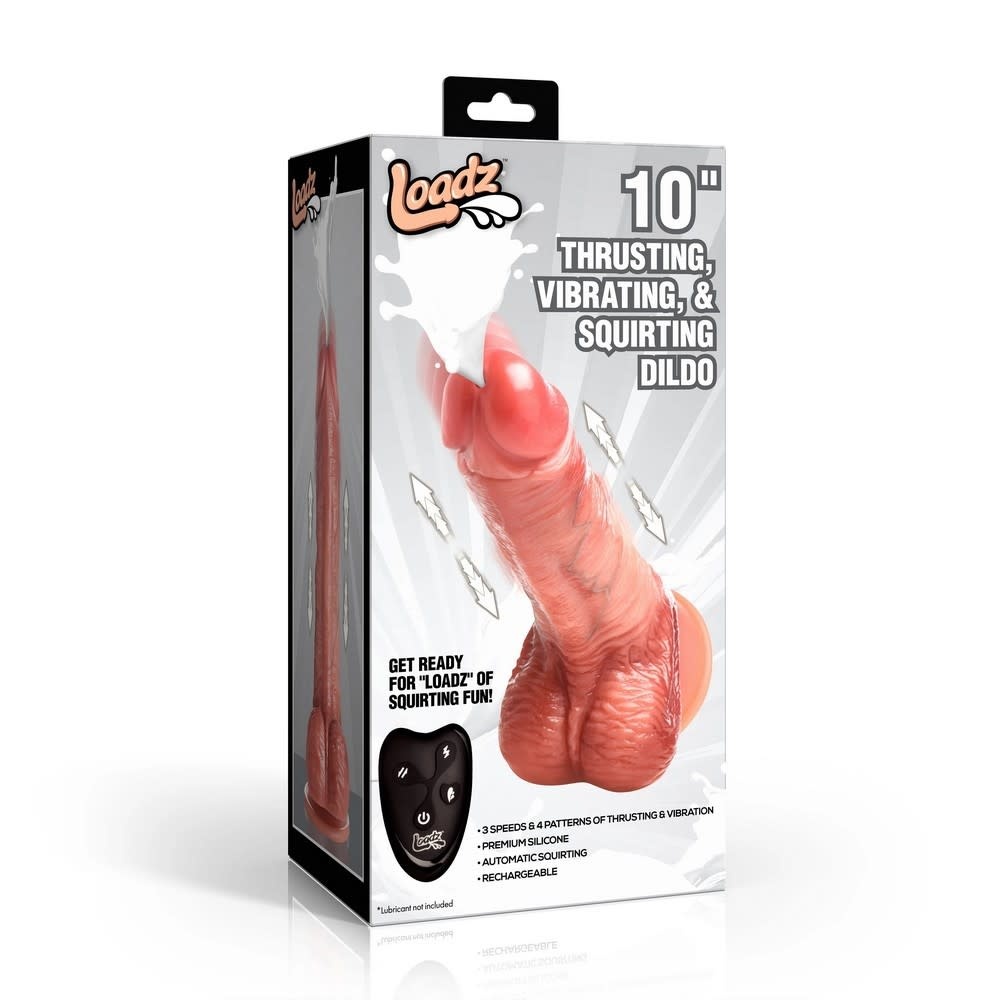 XR Brands Loadz 10″ Thrusting, Vibrating & Squirting Dildo