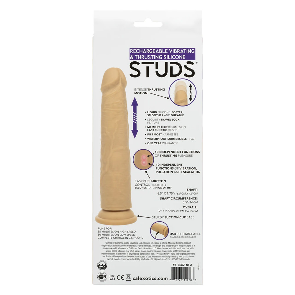 Cal Exotics Rechargeable Vibrating & Thrusting Silicone Studs (Ivory)