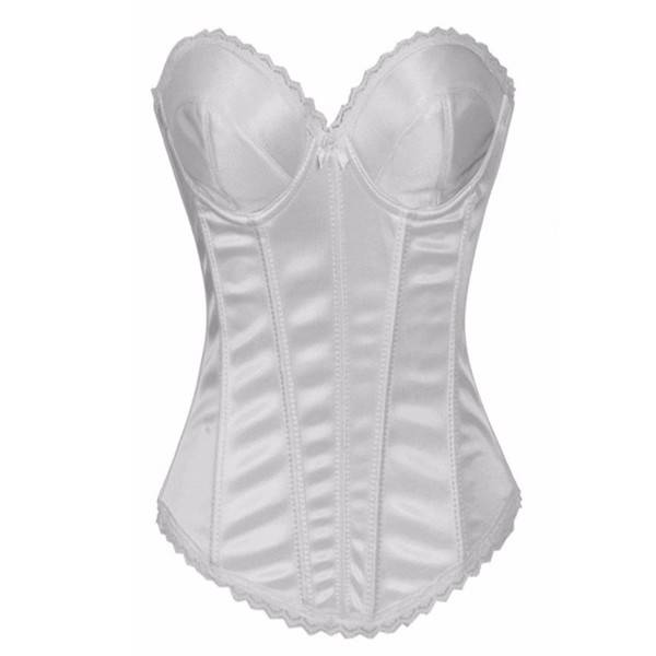 Premium Products White Satin Bustier with Hook & Eye Closure