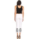 Jeans-Cropped, Flared Hems w/Floral Embroidery