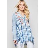 Andree by Unit Shirt-Button Down, 2-Tone Stripe, Checked & Emb Design