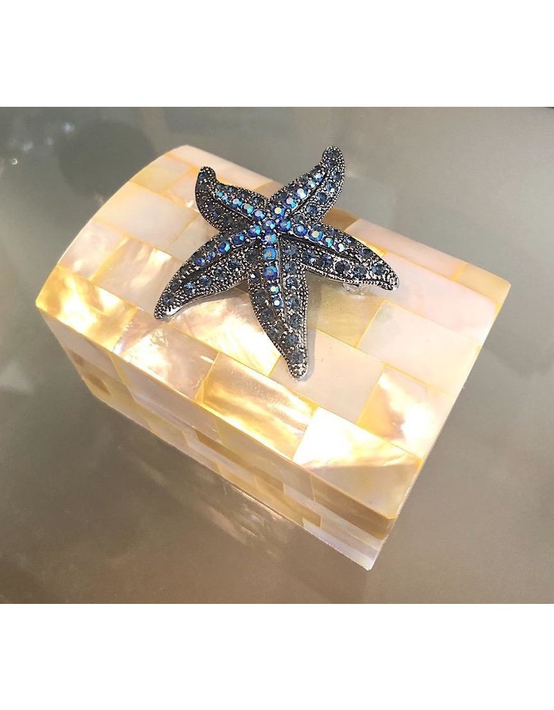 Troca Pearl Ring Box with Swarovski Crystal Starfish by Isabella Adams