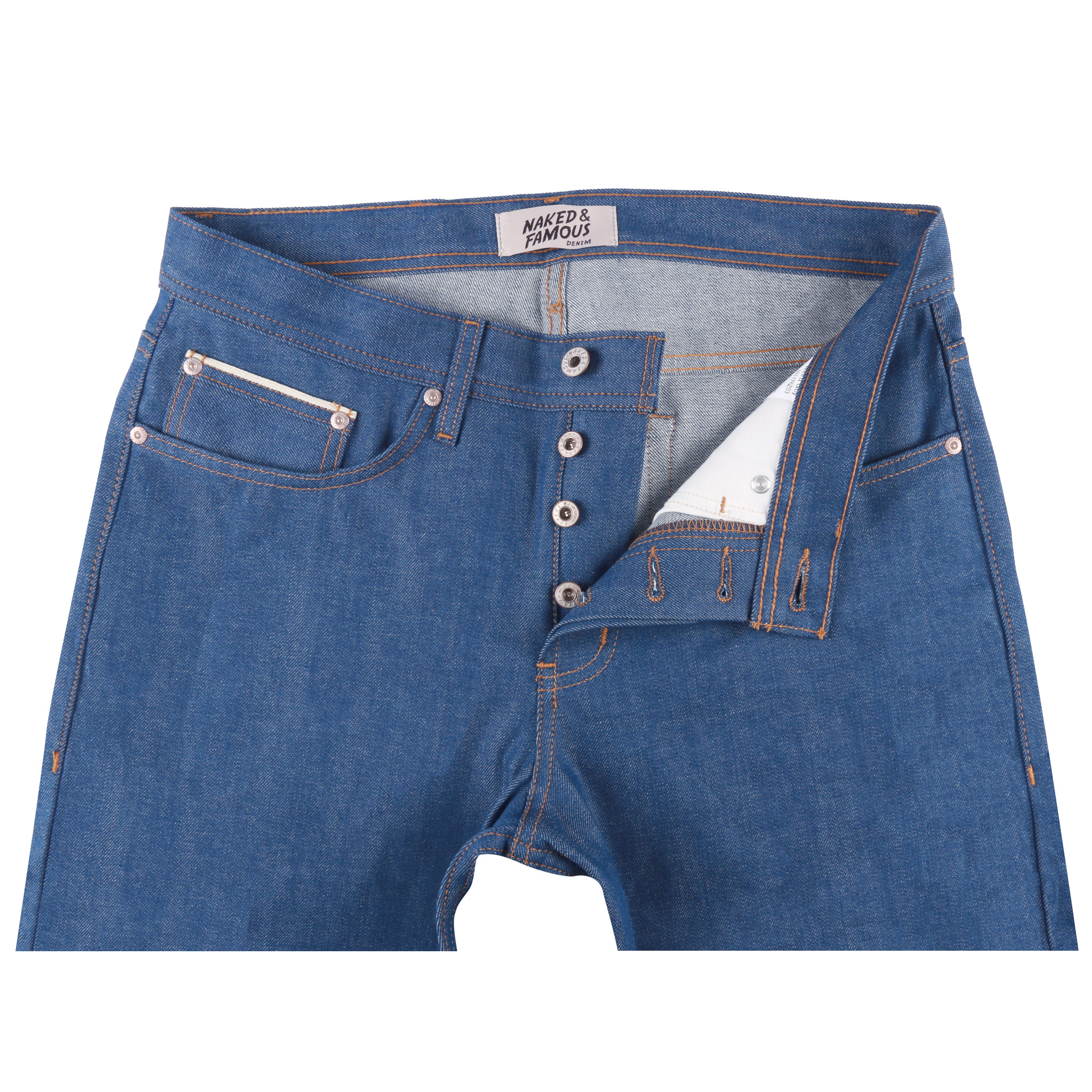 naked and famous clear blue selvedge