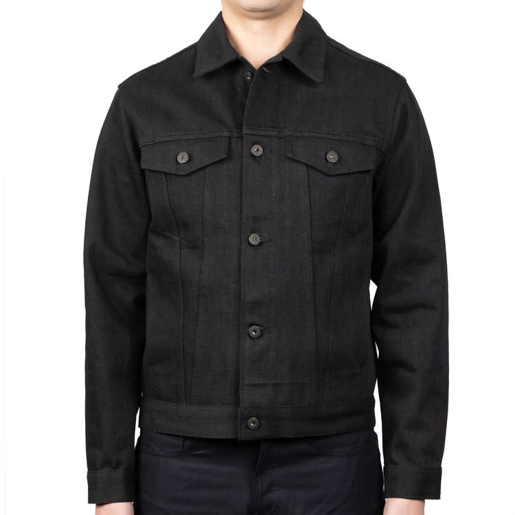 naked and famous black denim jacket