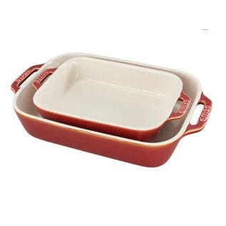 Staub Staub Ceramic Rectangular Baking Dish 2pc Set Rustic Red