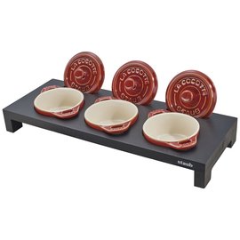 Staub Staub Accessories Black Wood Stand holds 3 Mini Cocottes, STAND ONLY