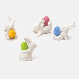 One Hundred 80 Degrees One Hundred 80 Degrees Little Porcelain Bunny with Egg 3.5inch - 4inch Assorted Sold Individually CLOSEOUT/NO RETURN