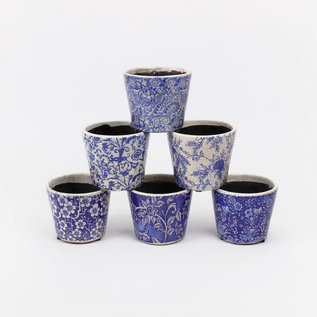 One Hundred 80 Degrees One Hundred 80 Degrees Spring Blue & White Stoneware Plant Pot 4.75 inch Assorted Sold Individually CLOSEOUT
