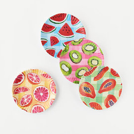 One Hundred 80 Degrees One Hundred 80 Degrees Gingham Fruit Melamine "Paper" Plates set of 4 Assorted CLOSEOUT/NO RETURN