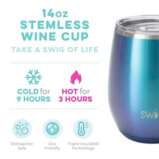 Swig Swig Stemless Wine Cup 14 oz  Shimmer Mermazing