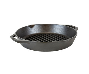 Lodge 12 in. Cast Iron Dual Handle Grill Pan