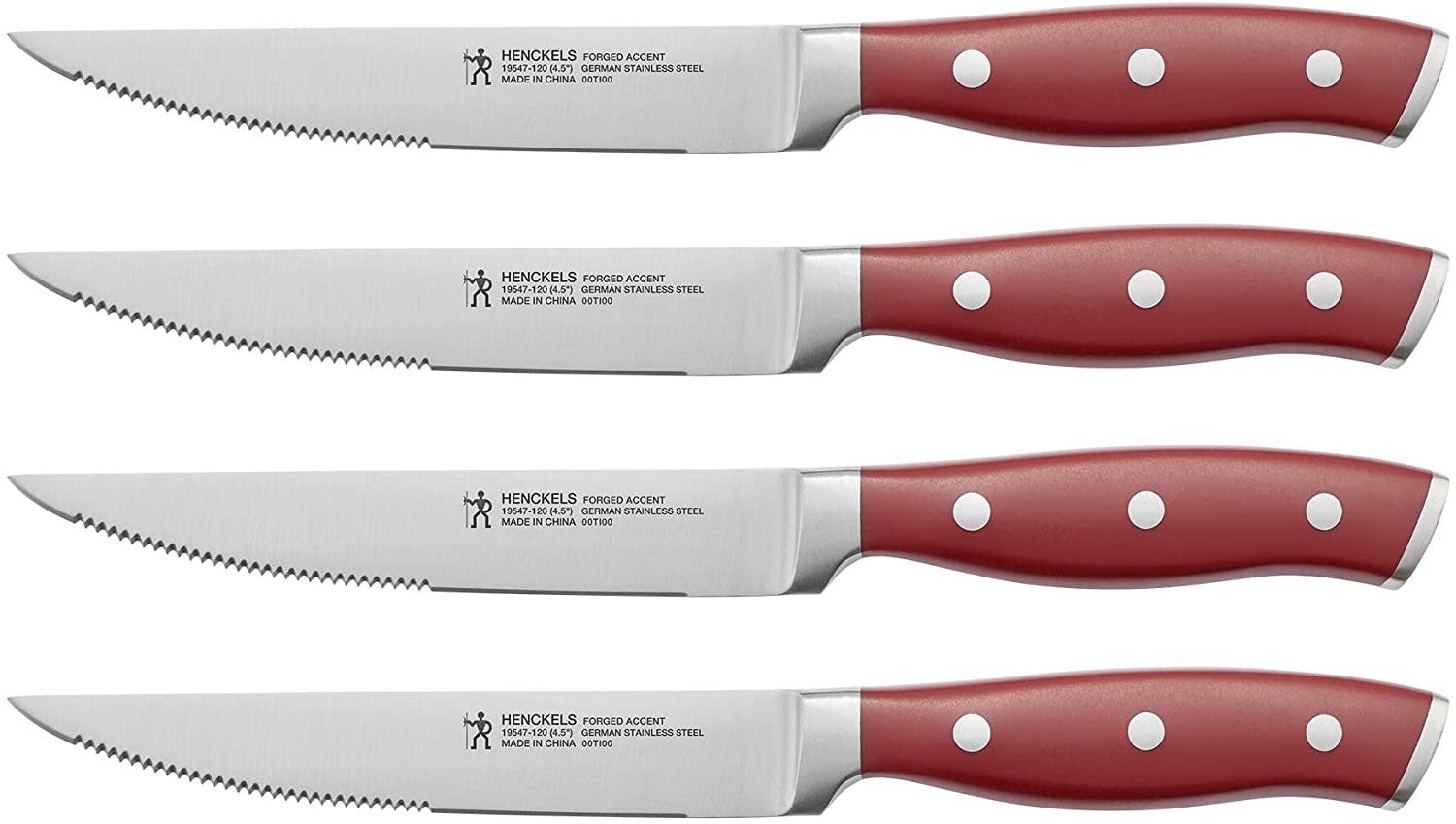 Henckels Forged Accent 4 PC Steak Knife Set Red