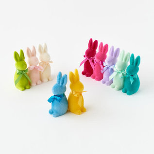 One Hundred 80 Degrees One Hundred 80 Degrees Flocked Button Nose Bunny Small 6" Assorted Sold Individually CLOSEOUT