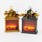 One Hundred 80 Degrees One Hundred 80 Degrees Black OR Gold Firelight Lantern w Pumpkin Wreath & Repeat Timer Assorted SOLD INDIVIDUALLY