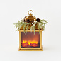 One Hundred 80 Degrees One Hundred 80 Degrees Gold Firelight Lantern with Pine Wreath 10"x15"