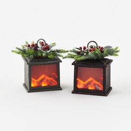 One Hundred 80 Degrees One Hundred 80 Degrees Black OR Gray Firelight Lantern with Wreath Assorted SOLD INDIVIDUALLY CLOSEOUT/NO RETURN