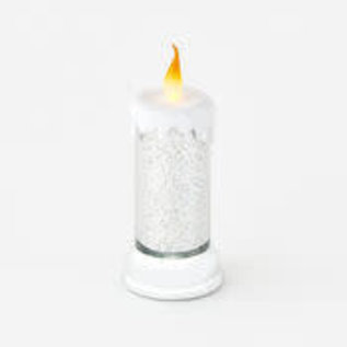 One Hundred 80 Degrees One Hundred 80 Degrees Candle Silver Swirling Glitter 10" CLOSEOUT/NO RETURN
