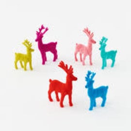 One Hundred 80 Degrees One Hundred 80 Degrees Flocked Deer 7.5 and 9.5 inches assorted SOLD INDIVIDUALLY