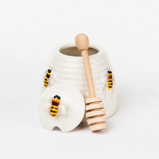 One Hundred 80 Degrees One Hundred 80 Degrees Beehive Honey Pot with Dipper Earthenware 4.5"