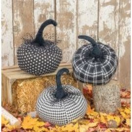 Hanna's Handiworks Black and White Plaid Pumpkin Assorted plaid only CLOSEOUT