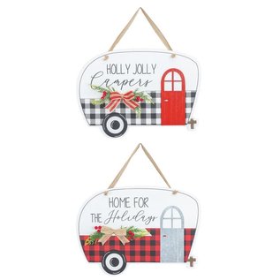 Hanna's Handiworks Plaid Christmas Camper Sign Assorted CLOSEOUT/NO RETURN