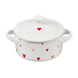 Le Creuset Le Creuset L'Amour Collection Mini Round Cocotte White with Hearts