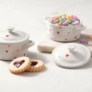 Le Creuset Le Creuset L'Amour Collection Mini Round Cocotte White with Hearts