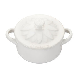 Le Creuset Le Creuset Mini Round Cocotte with Flower Lid 8 oz White