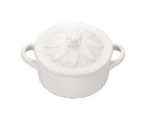 Le Creuset 8oz. Mini Round Cocotte with Flower Lid | White