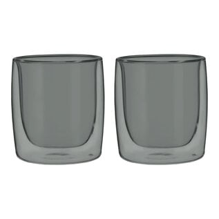 Zwilling J.A. Henckels Zwilling Sorrento Bar Double Wall Tumbler Glass 9 oz set of 2 Smoke Grey