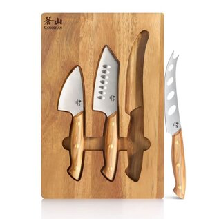 Cangshan Cangshan Oliv Cheese 3 piece Knife Set with Acacia Board