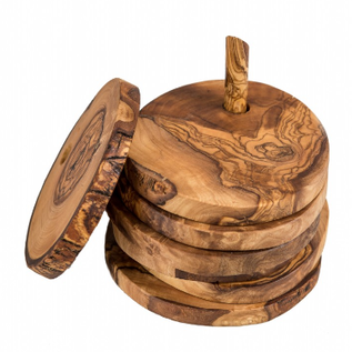 Lipper Lipper Coaster Set of 6 Olive Wood Round