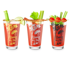 Bloody Mary Time Cocktail Glasses - Set of 3 - Gold, Silver & Black