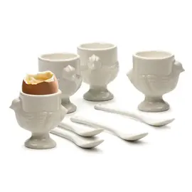 RSVP RSVP Porcelain Egg Cups & Spoons Set of 8 (4C + 4SP)