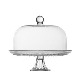 D&V Jupiter Cake Stand with Dome Lid Clear 13 inch