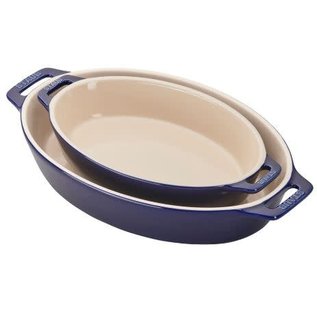 Staub Staub Ceramic Oval Baking Dish 2pc set Dark Blue