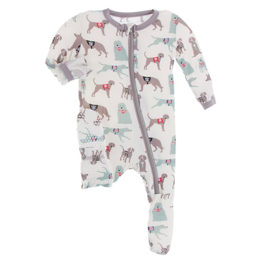 KicKee Pants Print Footie with Zipper