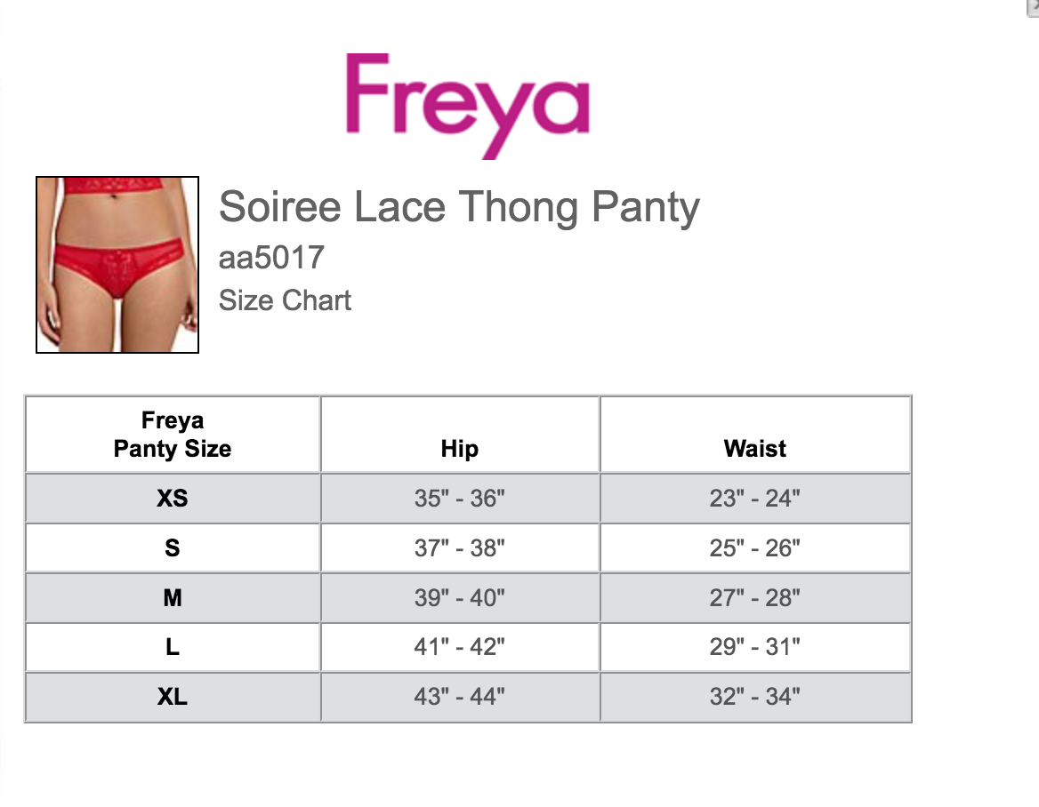 Freya Size Chart